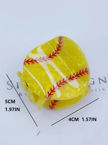 1入組女款丙烯酸棒球髮夾,適用於日常穿著,度假,派對,禮物,球賽和啦啦隊髮飾