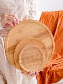1pc Round Wooden Tray, Bamboo & Wood Tea Cup, Water Glass, Tea Tray, Fruit & Cake Plate - Multicolor - View 9