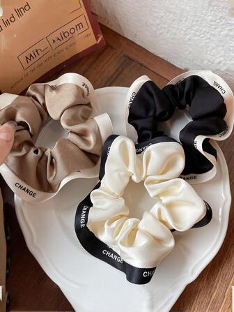 3pcs Women Letter Graphic Elegant Scrunchie Casual,Hair Accessories,Ponytail ,Hair Elastics,Hair Rope,Hair Ties Ponytail Holders, Hair Bobbles