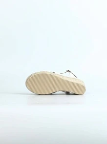 Phụ nữ thắt nút trang trí hở ngón Espadrille Xăng đan có dây đeo mắt cá chân, Xăng đan đế xuồng cho mùa hè - trắng - Xem 2
