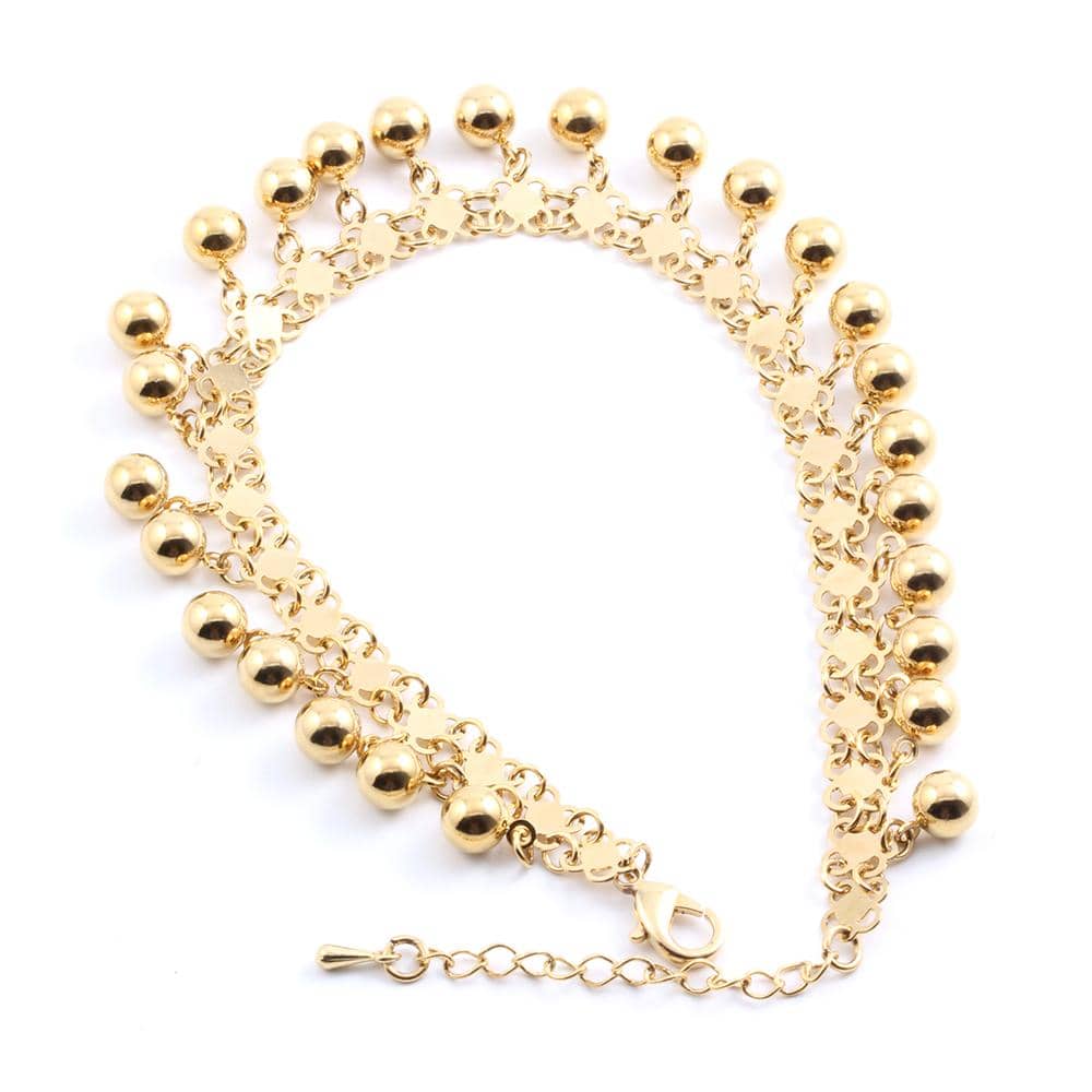 1 pièce Bracelet à chaîne exquis 6 mm boule breloque pour femme pour l'été vacances fête de plage - Doré - Voir 2