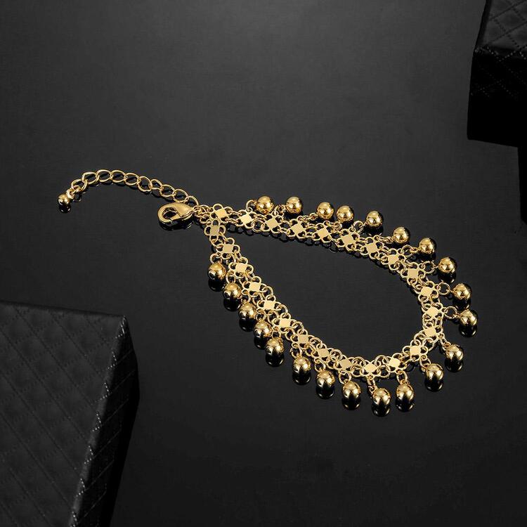 1 pièce Bracelet à chaîne exquis 6 mm boule breloque pour femme pour l'été vacances fête de plage - Doré - Voir 3