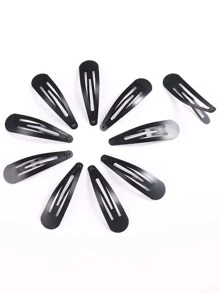 10入組女性素色休閒髮夾適用於日常生活 - 黑色 - 查看 1