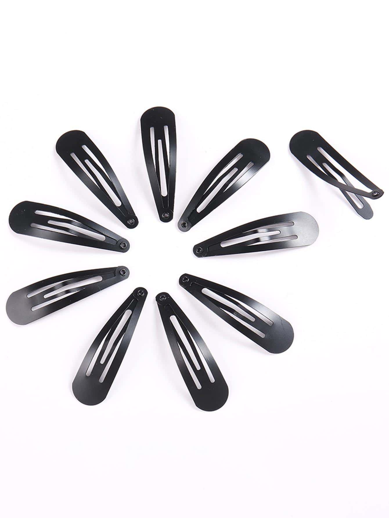 10入組女性素色休閒髮夾適用於日常生活 - 黑色 - 查看 1