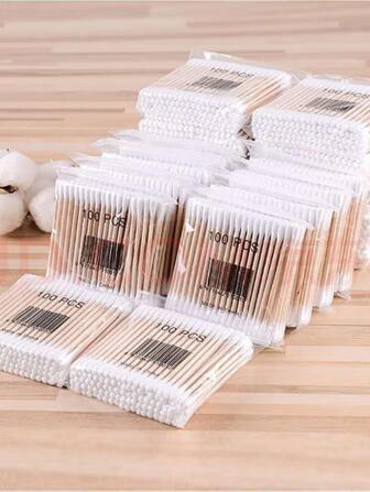 100pcs/set Wood Swab, Minimalist Disposable Swab For Home