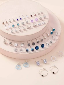 1set Fashionable Rhinestone & Flower Decor Earrings For Women For Daily Decoration