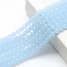 1 sợi Thủy Tinh Đính Hạt Tròn, Đơn Giản Đồng Màu Đa năng Bắt Chước Ngọc Đính Hạt Cho DIY Vòng Tay Vòng Cổ Làm - Màu xanh nhạt - Xem 9