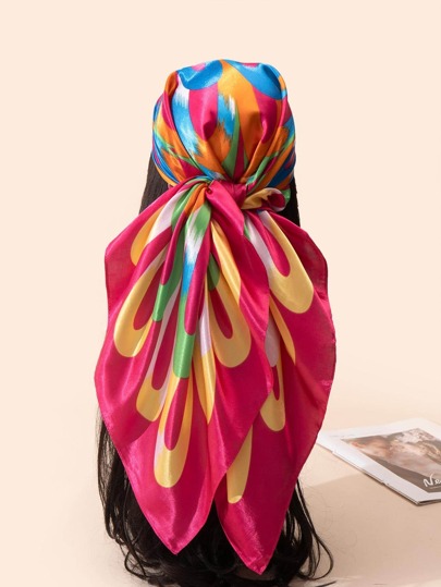 1 件女士沙滩配饰雪纺围巾，带印花图案，欧美风格，非常适合度假、沙滩和旅行头巾、发带、头带，非常适合装扮您的外观