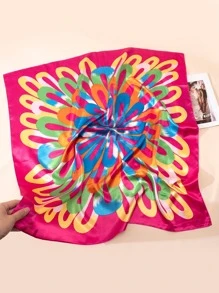1pc Ladies Beach Accessories Chiffon Scarf With Printed Pattern, European & American Style, For Holiday, Beach & Travel Bandana - Multicolor - View 2