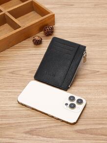 1 chiếc Ví đựng thẻ bằng chất liệu PU có khóa kéo, Bao đựng thẻ PU phong cách doanh nhân tối giản, Ví đựng thẻ tín dụng, Ví đựng tiền xu - màu đen - Xem 4