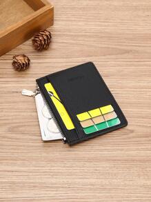 1 chiếc Ví đựng thẻ bằng chất liệu PU có khóa kéo, Bao đựng thẻ PU phong cách doanh nhân tối giản, Ví đựng thẻ tín dụng, Ví đựng tiền xu - màu đen - Xem 5