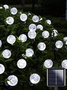 1 pieza 20/50/100 LED 5/7/12M 8 modos luces de hadas solares impermeables, luces blancas de cadena para fiesta festiva, decoración de jardín, decoración de otoño, decoración de casa, decoración al aire libre