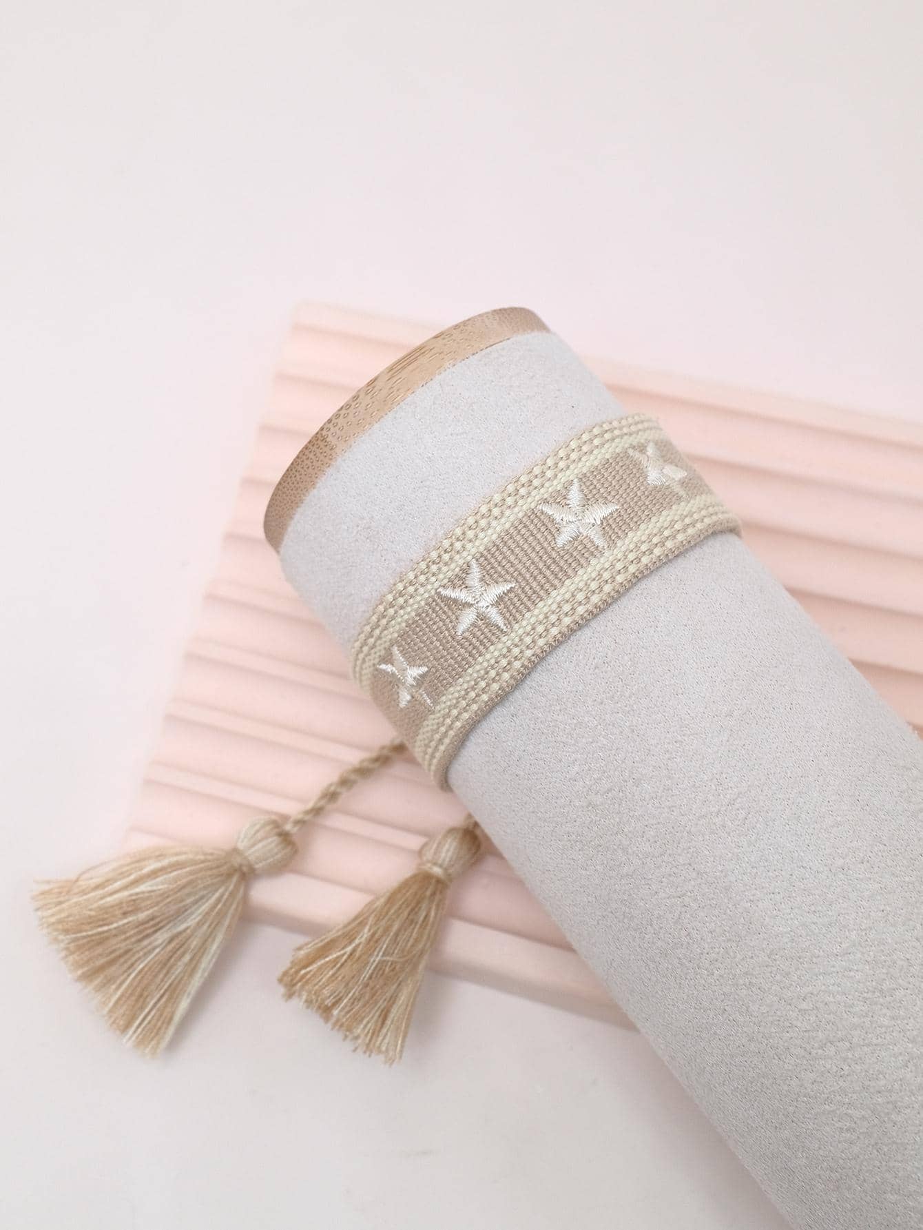 星星刺繡流蘇裝飾手環 - 杏色 - 查看 1