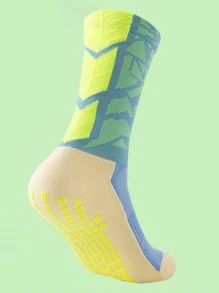 FLSHMCEN 1pair Geometric Pattern Breathable Sweat Absorbent Quick-drying Seamless Athletic Socks