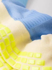 FLSHMCEN 1pair Geometric Pattern Breathable Sweat Absorbent Quick-drying Seamless Athletic Socks