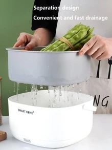 1入組ABS排水現代白色電動果蔬瀝水籃適用於廚房