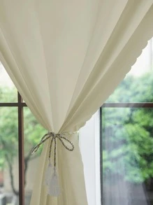 1 件装纯黑色现代简约钩环窗帘，安装方便，适用于客厅和卧室，无需钻孔 - 黃色 - 查看 5