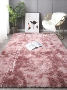 1片柔軟絨毛卧室客廳地毯，超柔軟模糊色系粉紫色絨毛地墊，現代家居裝飾 - 彩色 - 查看 4