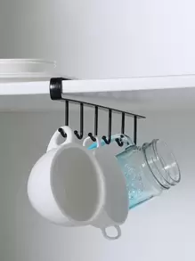 1入組鐵懸掛收納極簡風格素色懸掛收納架適用於家庭 - 黑色 - 查看 1