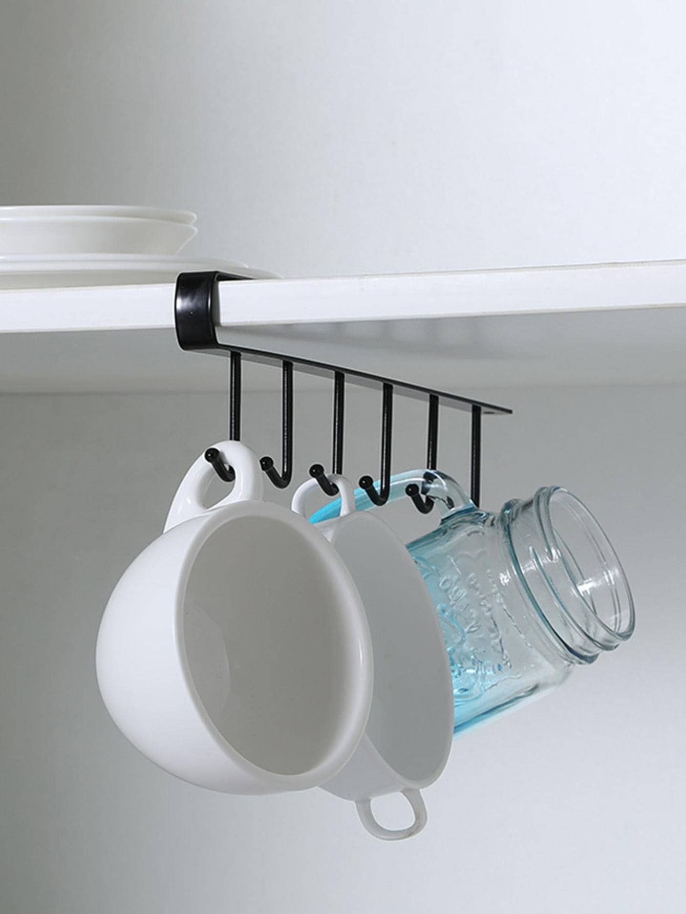 1入組鐵懸掛收納極簡風格素色懸掛收納架適用於家庭 - 黑色 - 查看 1