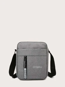 迷你方包字母圖案拉鍊可調整肩帶,手提包書包適合旅行,大學,學校,戶外,運動