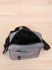 迷你方包字母圖案拉鍊可調整肩帶,手提包書包適合旅行,大學,學校,戶外,運動