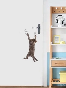 1入組PVC牆可愛貓印花牆貼適用於家庭 - 棕色 - 查看 1