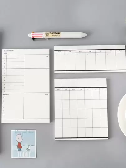 1pc 50 Sheets Simple Business Schedule Planner Memo Pad Tearable Monthly & Weekly Planner Notepad Memo And Reminder Papers Back To School