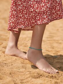 1pc Boho Bead Decor Anklet For Women For Daily Decoration - Turquoise - View 2