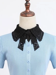 1 bộ áo liền quần giả cổ thêu hòa tan màu đen dành cho nữ - màu đen - Xem 1