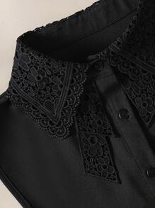 1 bộ áo liền quần giả cổ thêu hòa tan màu đen dành cho nữ - màu đen - Xem 4