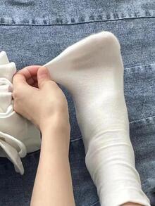 5雙素色中筒襪 - 白色 - 查看 3