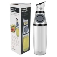 Botella dispensadora de aceite y vinagre,Dispensador de aceite de oliva de 500 ml/17 onzas, dispensador de aceite de oliva, rellenable, vertedor de vinagre con bomba de medición, botella de aceite de vidrio transparente para cocina - transparente - Ver 6