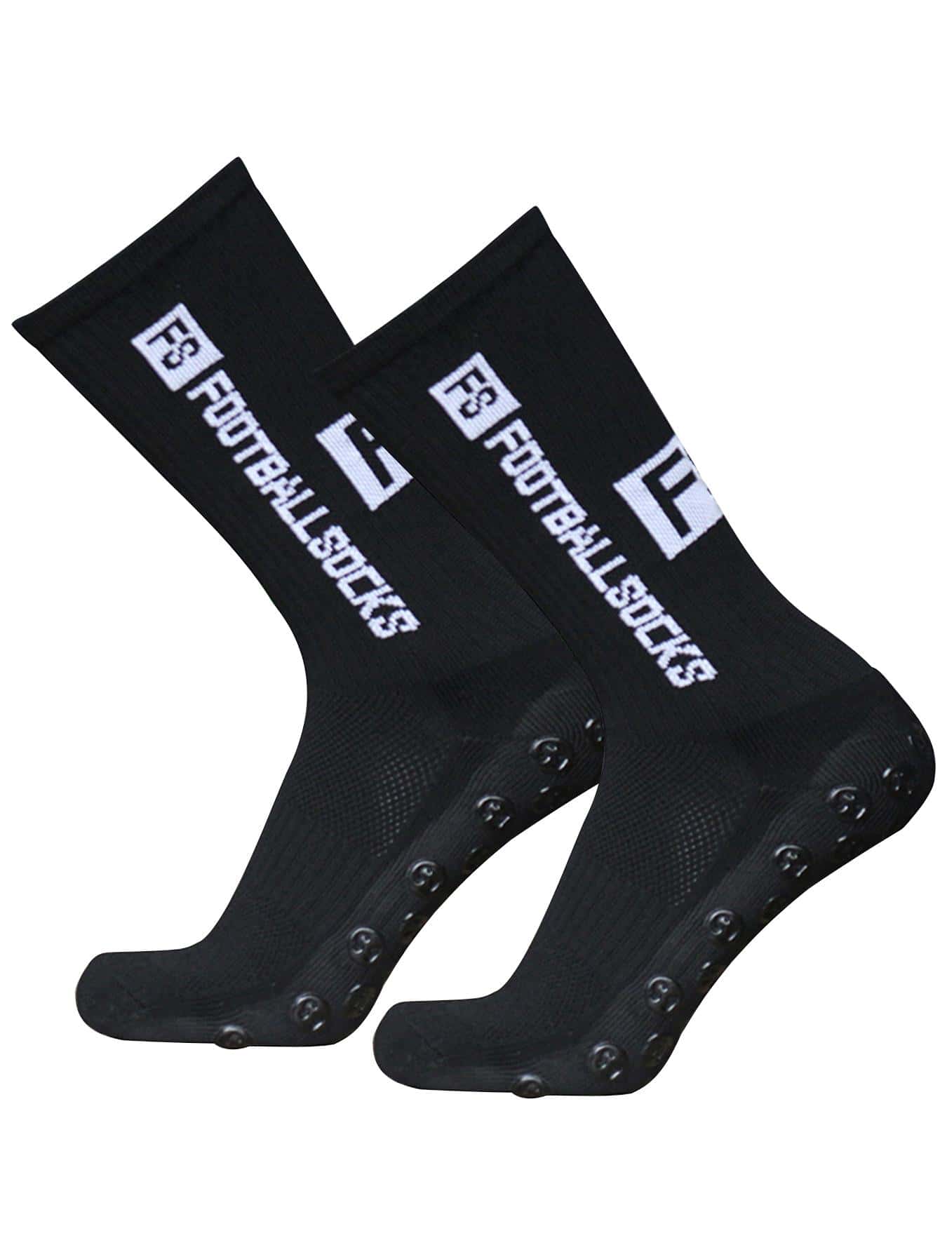 运动户外 1 双字母图案防滑足球运动袜 - 黑色 - 查看 1