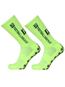 运动户外 1 双字母图案防滑足球运动袜 - 綠色 - 查看 1