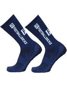 1雙字母圖案防滑足球競技襪子 - 藏蓝色 - 查看 1