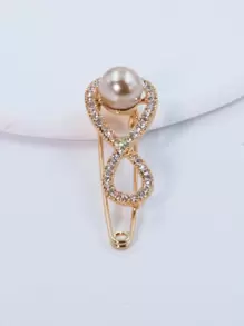 1 Nữ Ngọc Trai Giả & Kim Cương Giả Vô Cực Trang Trí Khăn Quàng Cổ Thời Trang Pin Trang Trí Hàng Ngày - Vàng - Xem 1