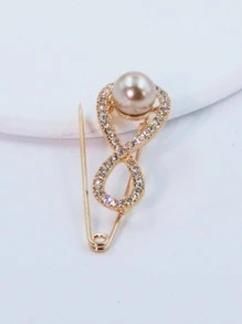 1 Nữ Ngọc Trai Giả & Kim Cương Giả Vô Cực Trang Trí Khăn Quàng Cổ Thời Trang Pin Trang Trí Hàng Ngày - Vàng - Xem 2