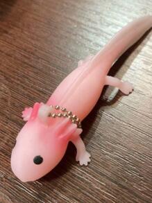 Llavero De Ajolote De Silicón Flexible. - Rosa Pálido - Ver 3