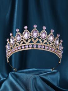 1 chiếc băng đô cài tóc hình vương miện đính đá pha lê dành cho nữ, thích hợp cho đám cưới, tiệc tùng, ngày lễ và sử dụng hàng ngày. - Màu tím  Violet - Xem 1