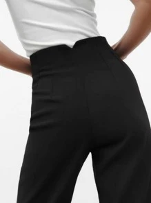PMODA Pantalón De Vestir Con Pinzas Tiro Alto - Negro - Ver 5