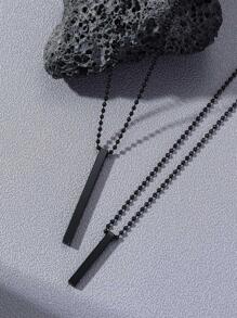 2 Stücke/Set Männer Rechteck Halskette mit Anhänger, für Schmuck Geschenk und Party