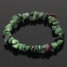 Vòng tay đá quý tự nhiên không đối xứng Hạt co giãn Nuggets Vòng tay thạch anh pha lê hồng Quà tặng cho phụ nữ tiệc cưới - màu xanh lá - Xem 4