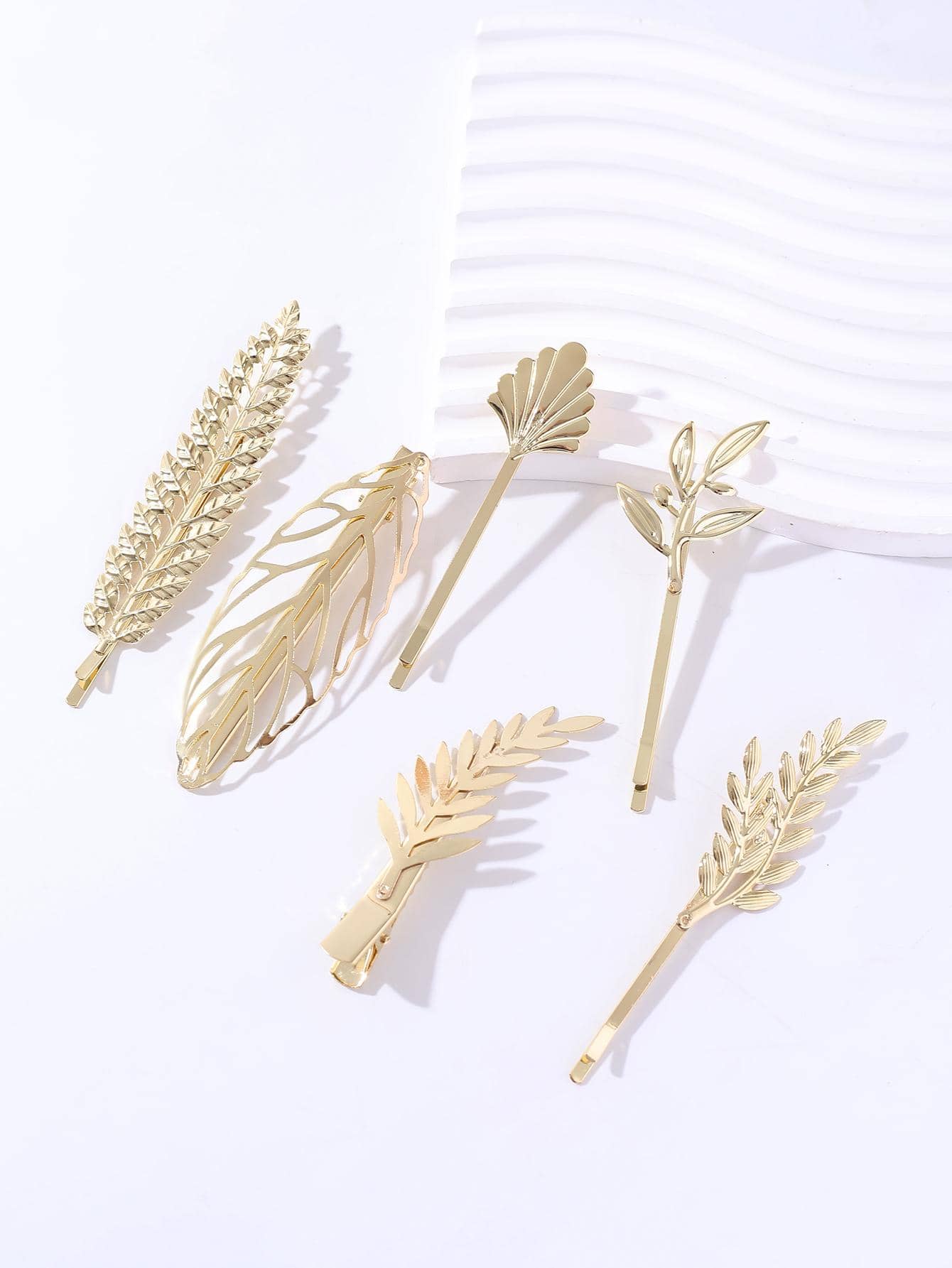 Bộ 6 chiếc kẹp tóc hình chiếc lá dành cho nữ để sử dụng hàng ngày - Vàng - Xem 1