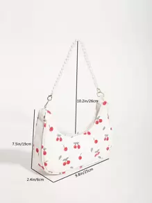 仿珍珠细节樱桃印花流浪包时尚，可爱的樱桃元素 - 彩色 - 查看 3