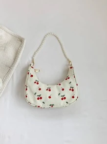 仿珍珠细节樱桃印花流浪包时尚，可爱的樱桃元素 - 彩色 - 查看 7