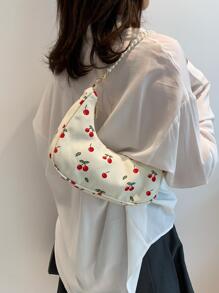 仿珍珠细节樱桃印花流浪包时尚，可爱的樱桃元素 - 彩色 - 查看 2