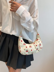 仿珍珠细节樱桃印花流浪包时尚，可爱的樱桃元素 - 彩色 - 查看 5