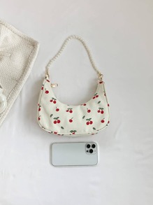 仿珍珠细节樱桃印花流浪包时尚，可爱的樱桃元素 - 彩色 - 查看 8
