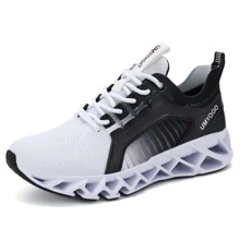 APRILSPRING Men/Female New Fashion Sports Sneakers Walking Shoes Non slip Running Shoes Mesh Sneakers - Đen và trắng - Xem 3